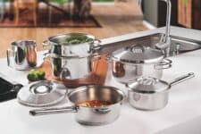 Jogo de Panelas Tramontina Solar em Aço Inox com Fundo Triplo e Tampas de Inox 6 Peças na Amazon