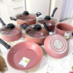 Jogo de Panelas Tramontina Turim em Alumínio com Revestimento Interno e Externo em Antiaderente Starflon Max Rosa 07 Peças na Amazon