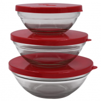 Jogo De Potes De Vidro 3pcs Tampa Vermelha (230-330-500ml) - Cm18 na Amazon