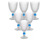 Jogo de Taças de Vidro Bico de Abacaxi Transparente Luxo Azul – Casambiente na Casas Bahia