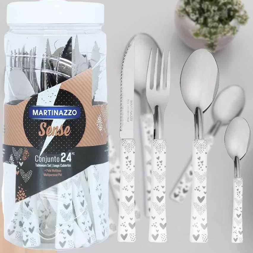 Jogo de Talheres 24 Peças Faqueiro Inox Sense Martinazzo – Branco Love na Amazon