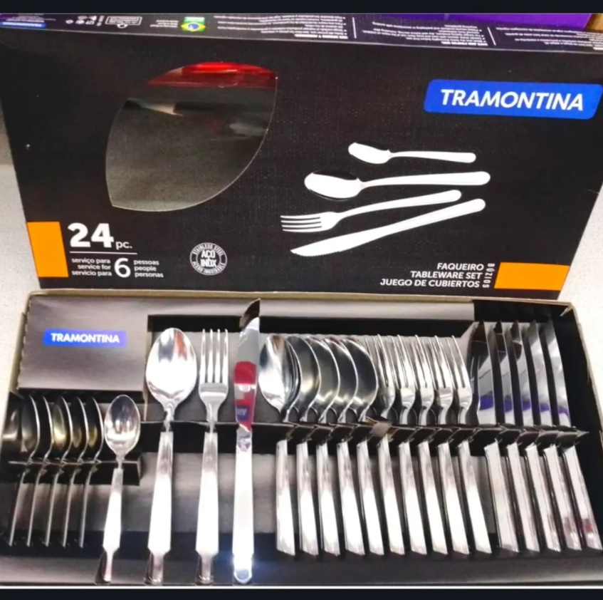 Jogo de Talheres 24 Peças Tramontina Búzios 23799071 Inox na Amazon