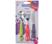 Jogo de Talheres Infantil Tramontina Lirous Colorido – 03 Peças na Amazon