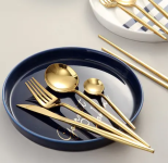 Jogo De Talheres Inox Dourado – 24 Peças – Concept na Magazine Luiza