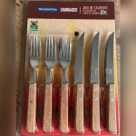 JOGO DE TALHERES PARA CHURRASCO DYNAMIC SORTIDOS COM LAMINAS DE ACO INOX E CABOS DE MADEIRA – 12 PEÇAS na Amazon
