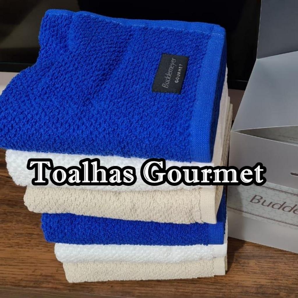Jogo de Toalhas Buddemeyer Gourmet Quadriculado Branco/Azul/Bege 100% Algodão na Amazon