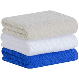 Jogo de Toalhas Buddemeyer Gourmet Quadriculado Branco/Azul/Bege 100% Algodão na Amazon