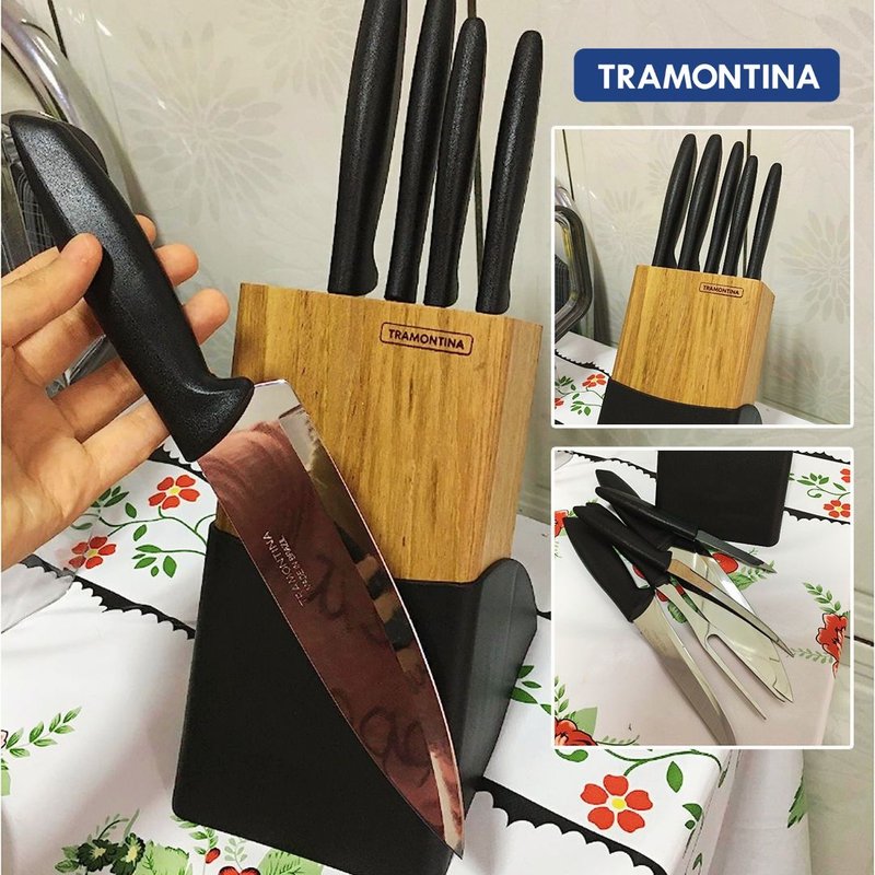 Jogo Facas 6 Peças Plenus com Cepo Tramontina Cutelaria na Amazon