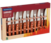 Jogo para Churrasco Tramontina Dynamic com Lâminas em Aço Inox e Cabos de Madeira Natural – 12 Peças na Amazon