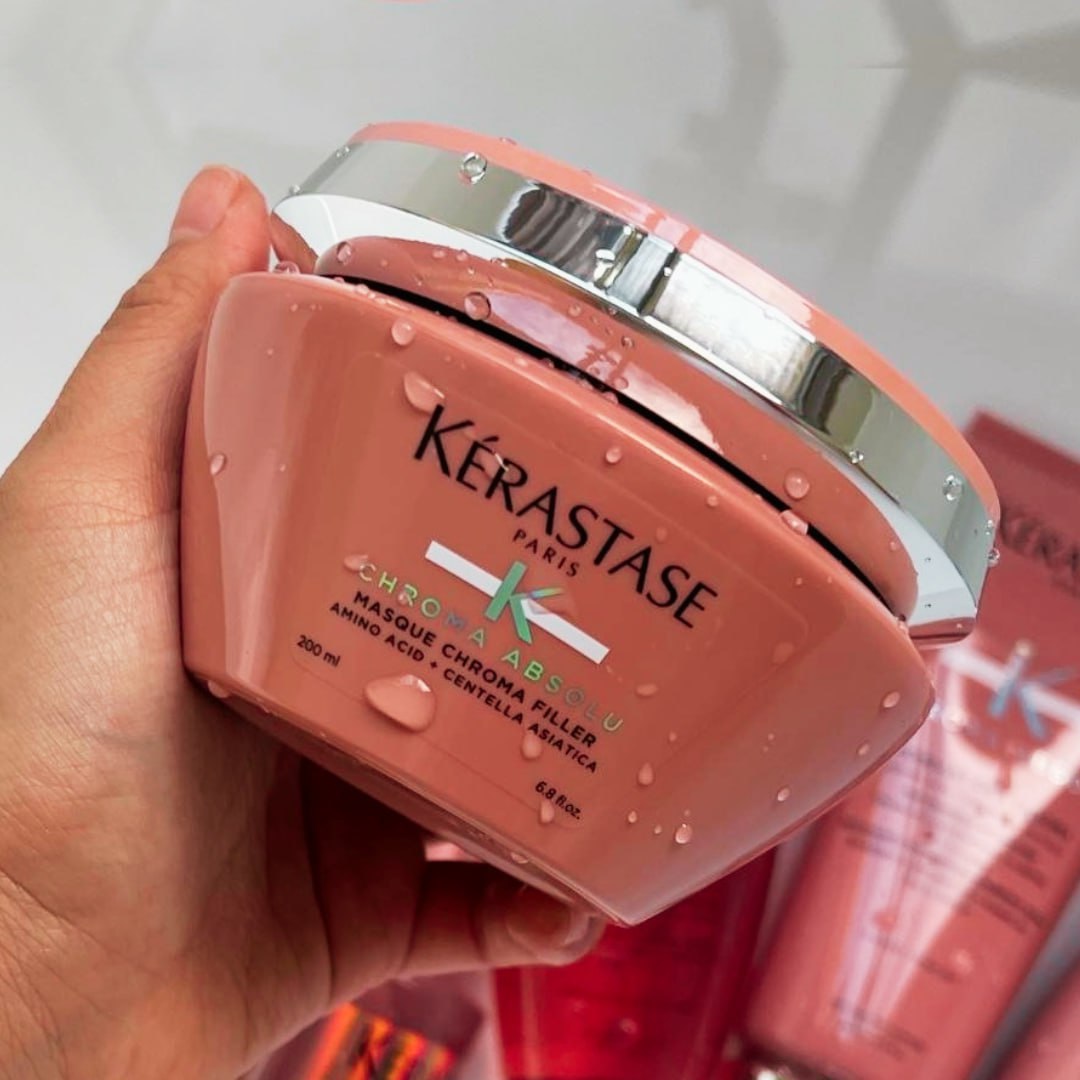 Kérastase Máscara Chroma Absolu Masque Chroma Filler, Cabelos coloridos, Proteção de cor, Aminoácido, Centelha Asiática, 200 ml na Amazon