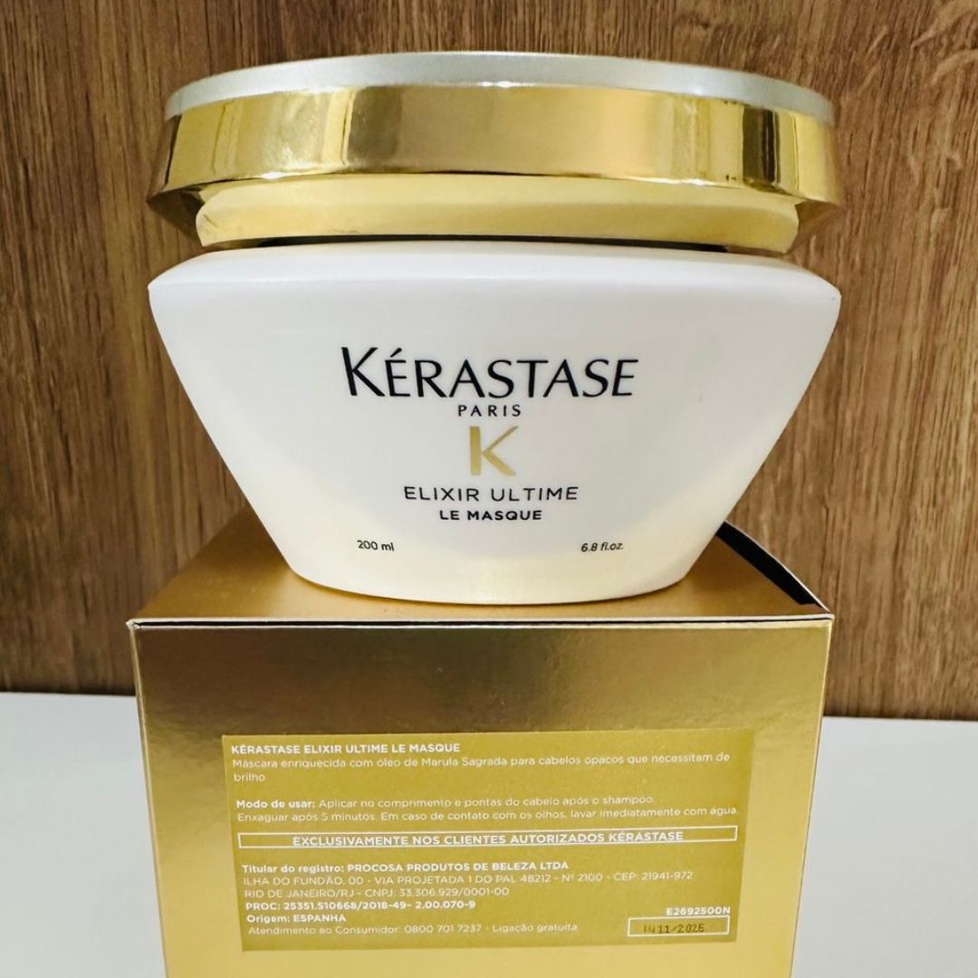 Kérastase Máscara Elixir Ultime Masque Le Masque, Todos os tipos de cabelos, Nutrição, brilho, Mix de 4 Óleos Preciosos, 200 ml na Amazon