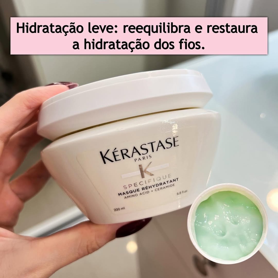 Kérastase Máscara Specifique Masque Réhydratant, Cabelos sensibilizados, Hidratação, Aminoácido, Ceramidas, 200 ml na Amazon