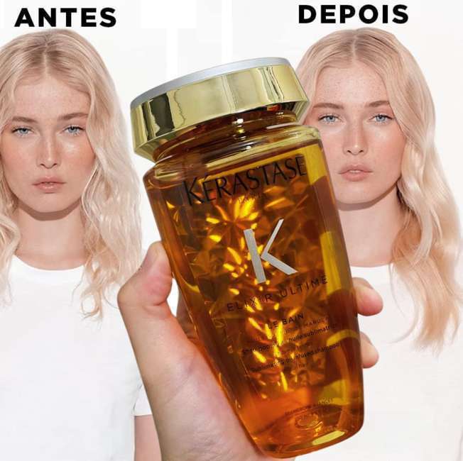Kérastase Shampoo Elixir Ultime Le Bain, Todos os tipos de cabelos, Nutrição, brilho, Mix de 4 Óleos Preciosos, 250 ml na Amazon