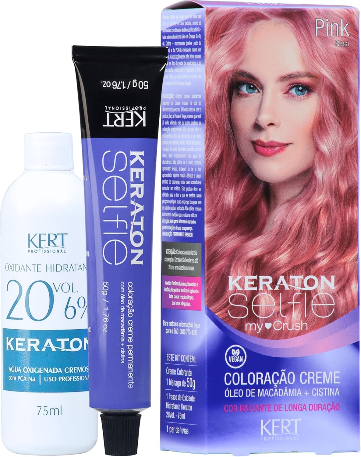 KERT Coloração Permanente Em Creme Para Cabelos Com Cistina E Óleo De Macadâmia Selfie My Crush 50G Keraton Pink/Rosa na Amazon