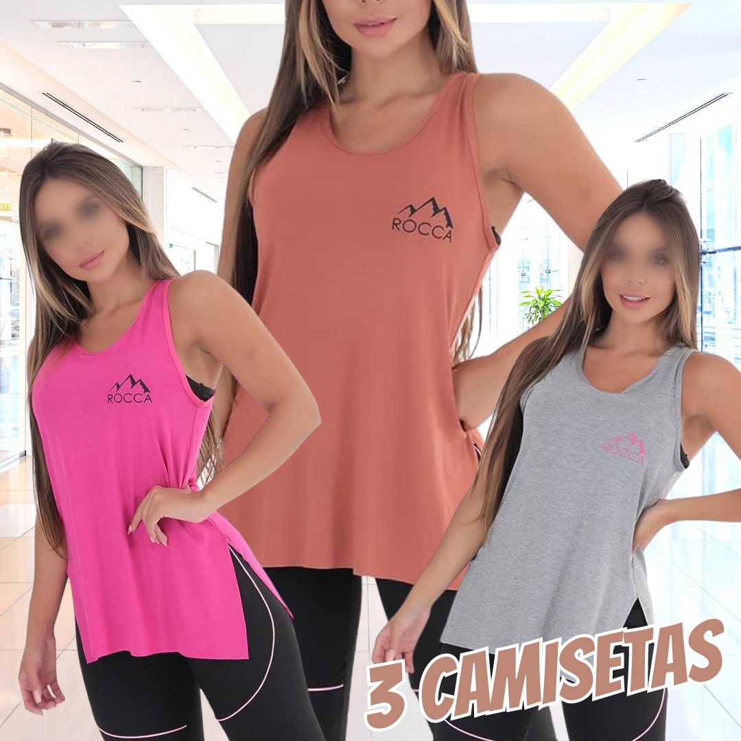 KIT 03 CAMISETAS REGATA FITNESS SILK ROCCA na Amazon
