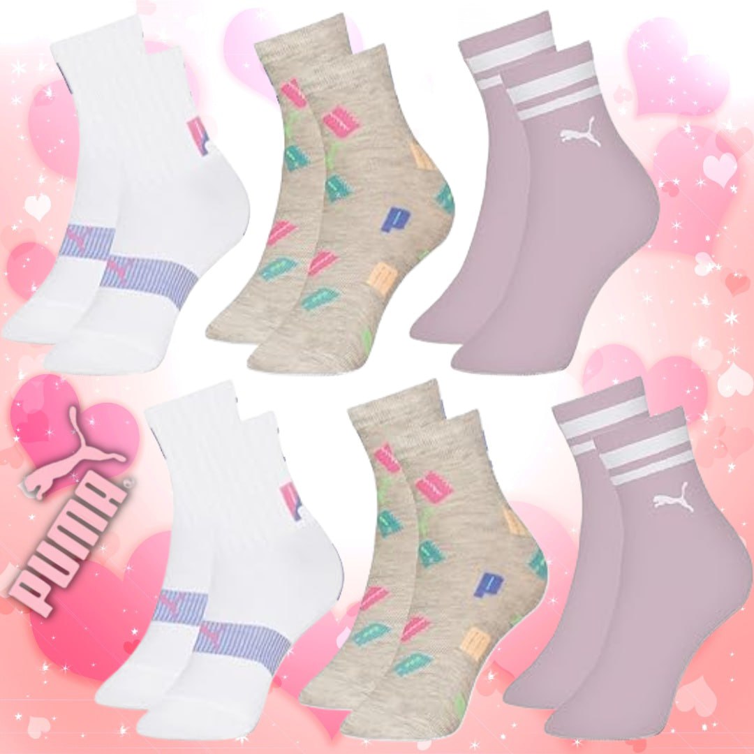 Kit 06 Pares Meia Puma Infantil Cano Médio Algodão Criança Meninas na Amazon