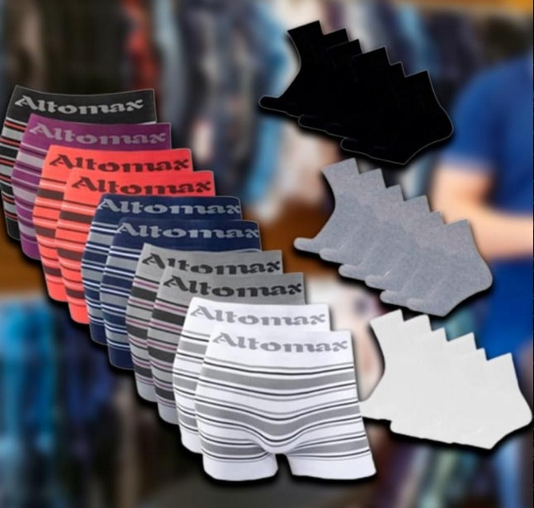 Kit 10 Cuecas Altomax Listradas + 10 Meias Sortidas M15 na Amazon