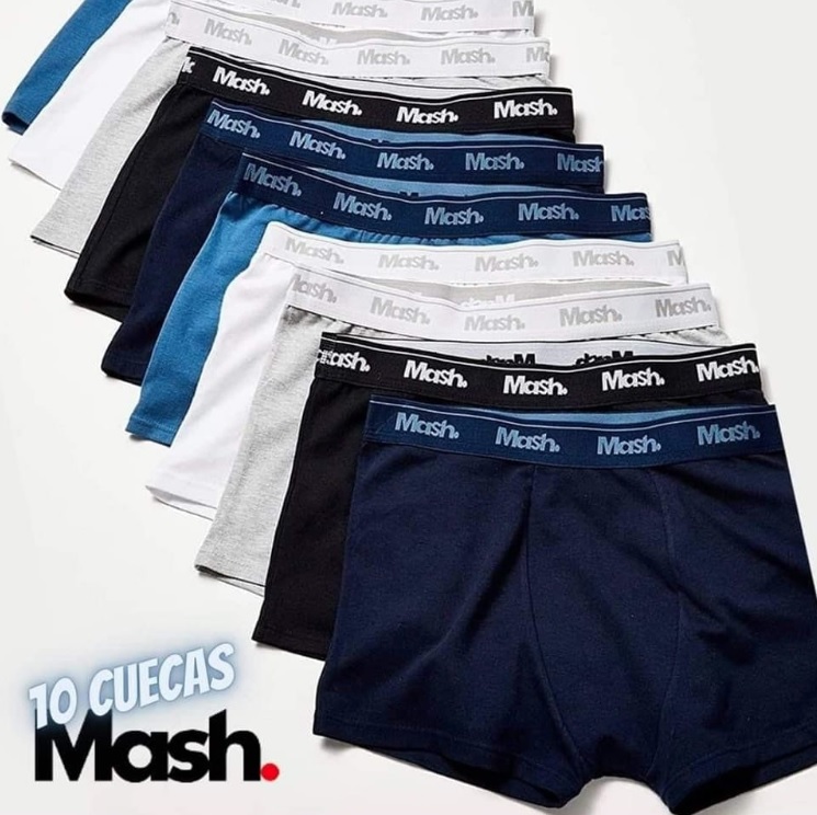 Kit 10 Cuecas Boxer Algodão, Mash, Masculino na Amazon