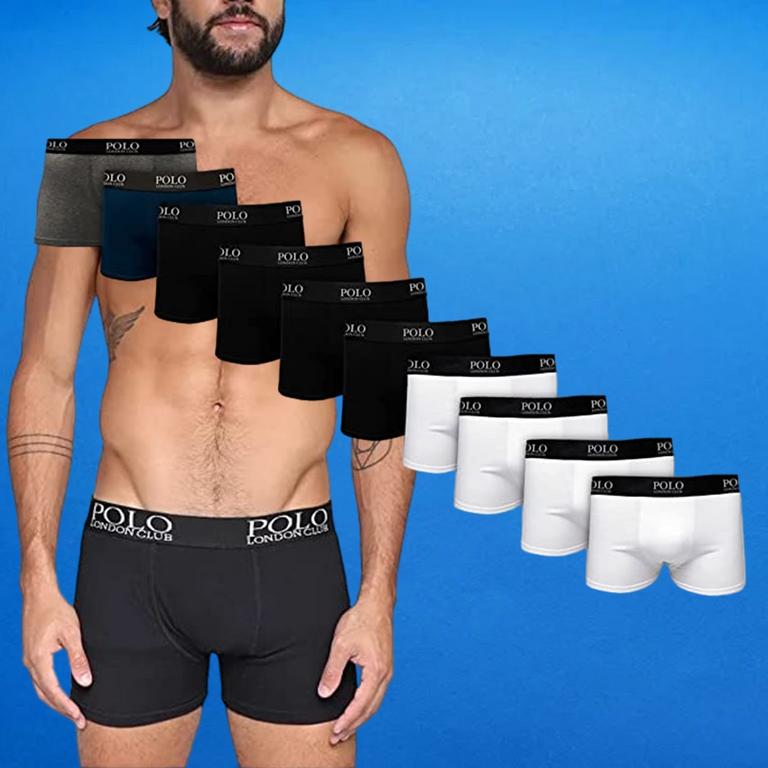 Kit 10 Cuecas Boxer Cotton Lycra Polo London Club, PLC, Masculino na Amazon