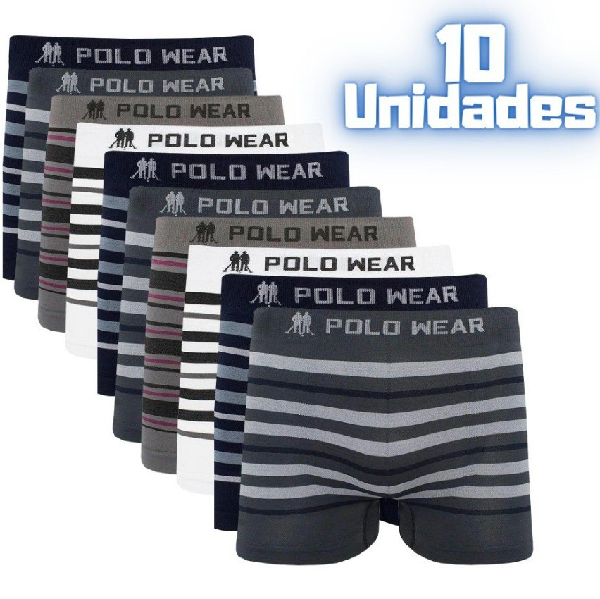 Kit 10 Cuecas Boxer Polo Wear Listrada Sortida na Amazon