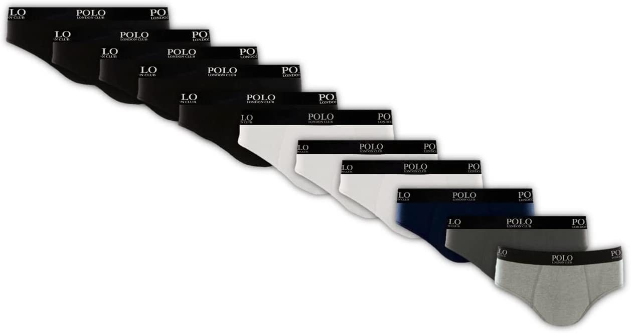 Kit 10 Cuecas Slip Cotton Lycra Polo London Club, PLC, Masculino na Amazon