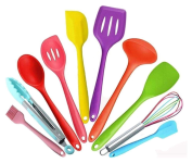 Kit 10 Peças Jogo De Utensílios De Silicone Maciço Cozinha Inox (Colorido) na Amazon