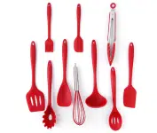 Kit 10 Peças Jogo De Utensílios De Silicone Maciço Cozinha Inox Vermelho na Amazon