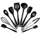 Kit 10 Peças Jogo De Utensílios De Silicone Maciço (Preto) na Amazon