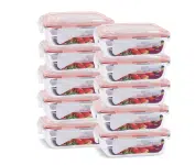 KIT 10 Potes de Vidro Retangular com Tampa Hermética – 640ml na Amazon