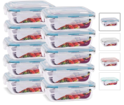 KIT 10 Potes de Vidro Retangular com Tampa Hermética – 640ml na Amazon