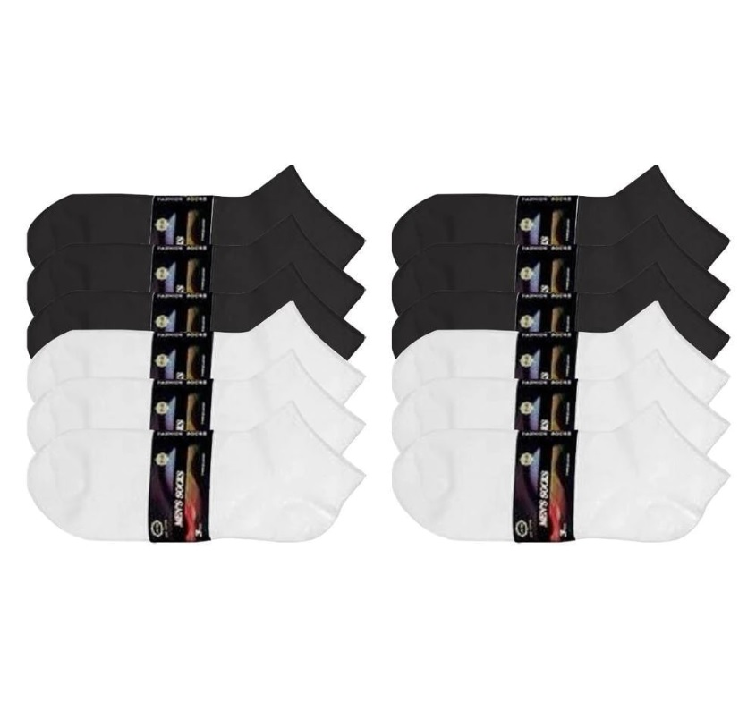 Kit 12 Pares Meias Soquete Pretas Algodão Unissex na Extra