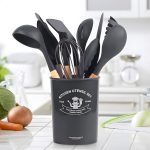Kit 12 Utensílios De Cozinha Em Silicone E Cabo De Madeira na Amazon