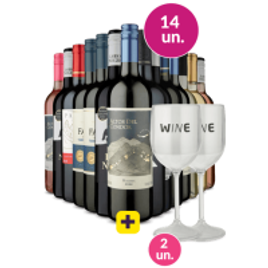 Kit 14 Vinhos Wine  + 2 Taças Grátis na Wine