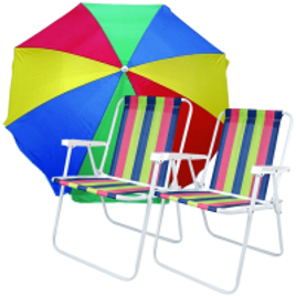 Kit 2 Cadeiras de Praia Alta com Guarda-sol 160cm Mor na Casa e Vídeo