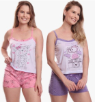 Kit 2 Conjunto Baby Doll Short + Regata Pijama Sortido Conjuntos na Amazon