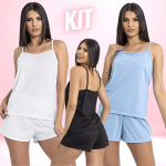 Kit 2 Conjuntos Pijama Feminino Curto Baby Doll Super Fresquinho e Macio na Amazon