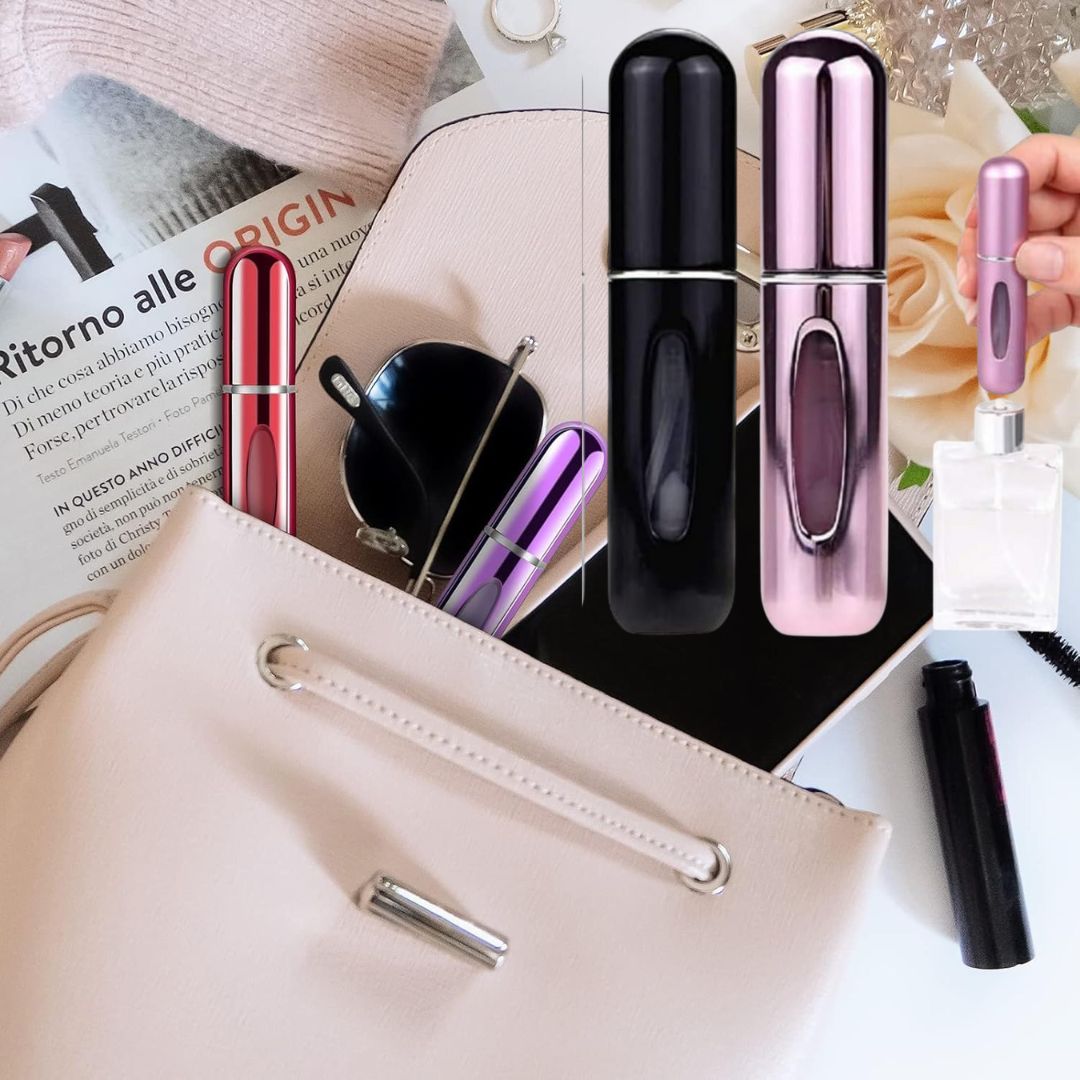 Kit 2 Frascos Spray Recarregável de Perfume Compacto para Viagem – Frasco de Alumínio Portátil com Bico Spray Precisão (2QTD) na Amazon