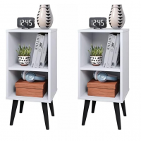 Kit 2 Mesa Cabeceira Retrô Com Prateleira na Amazon