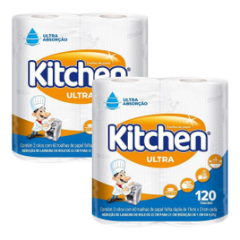 Kit 2 Papel Toalha Kitchen Ultra com 120 Folhas Cada na Extra