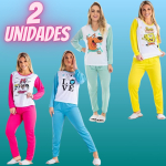 Kit 2 Pijama Feminino Estampado Longo Roupa de Dormir Americano Frio na Amazon