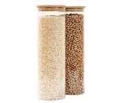 Kit 2 Potes de Vidro 2L Tampa de Bambu Herméticos Redondos na Amazon