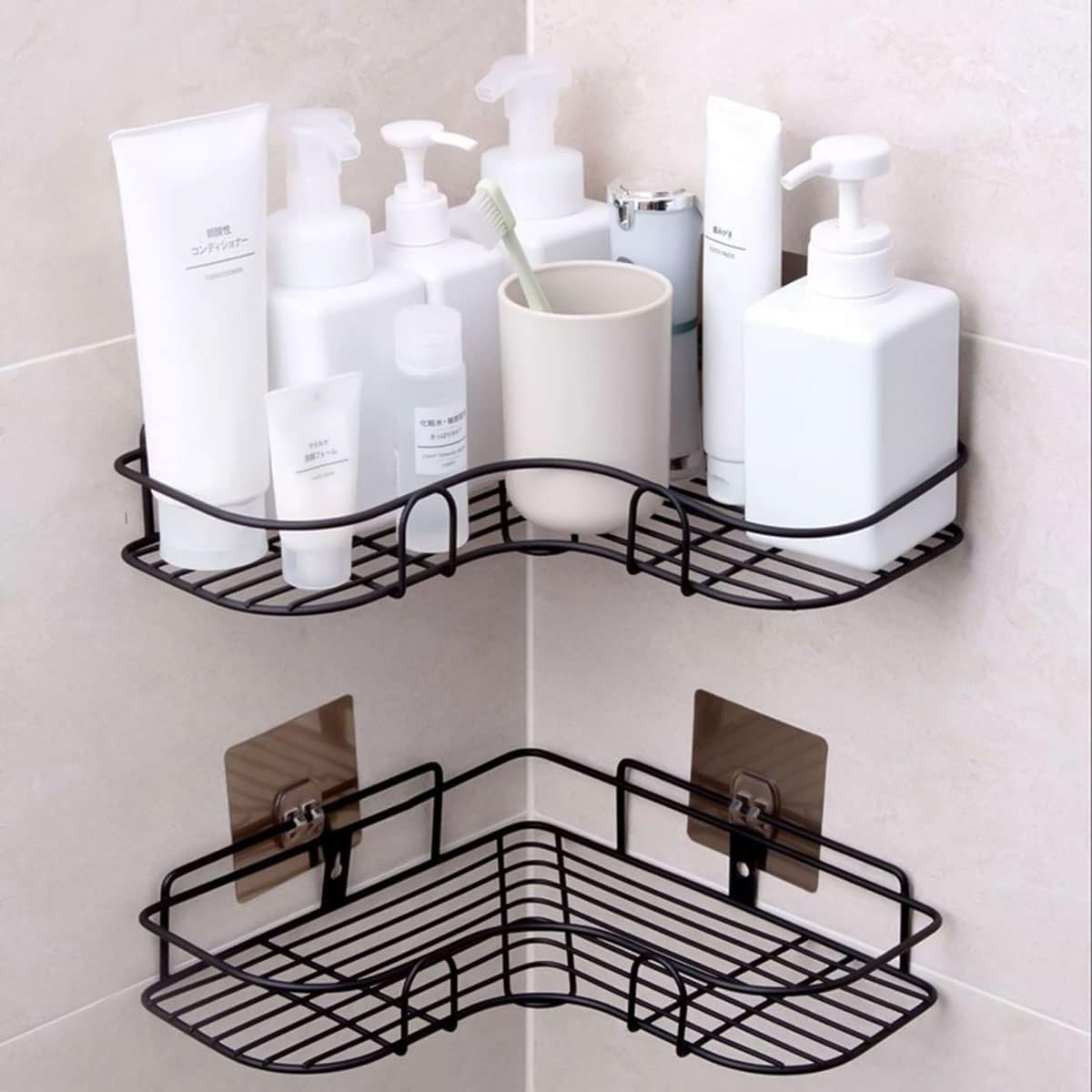 Kit 2 Prateleiras Para Banheiro Lavanderia Cozinha Quarto Adesiva Decorativa Organizadora Lateral 25cm (Preto) na Amazon