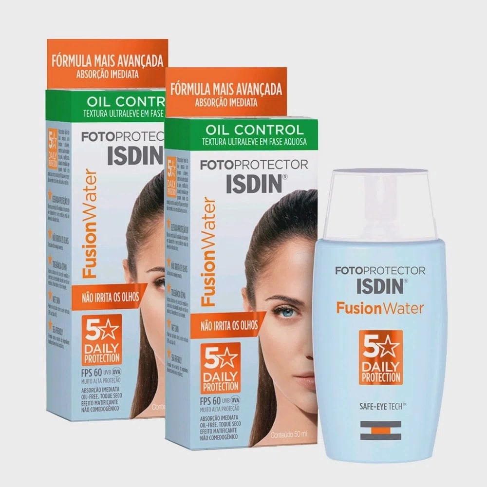 Kit 2 Protetor Solar Isdin Fusion Water 5 Stars Oil Control fps 60 50ml na Magazine Luiza