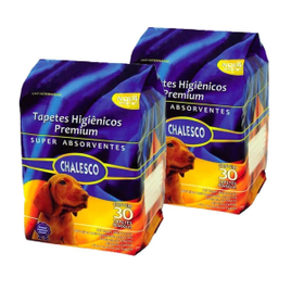 Kit 2 Tapetes Higiênicos Cães Chalesco com 30 Unidades Cada na Ponto