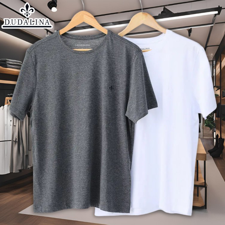 Kit 2pçs Camiseta Dudalina Básica Branca/Cinza na Dafiti
