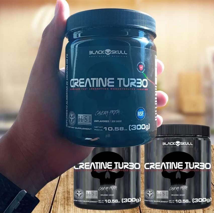 Kit 2X Creatine Turbo Suplemento Alimentar Black Skull 300g Caveira Preta Creatina Monohidratada Sem Sabor na Amazon