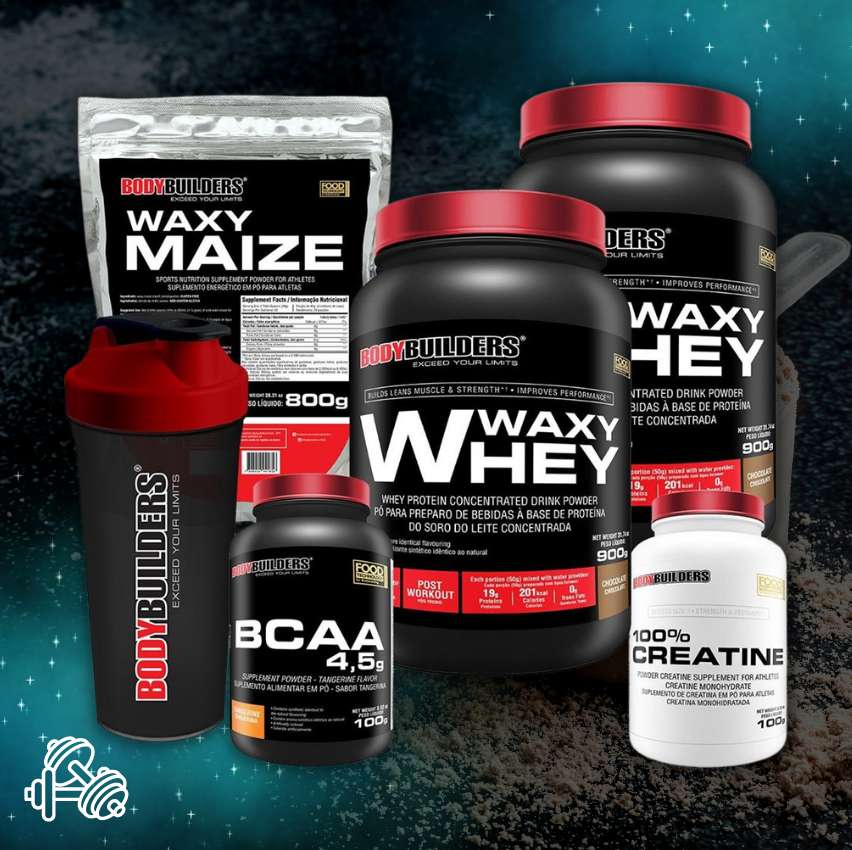 Kit 2x Waxy Whey 900g + BCAA 100g + Power Creatine 100g + Waxy Maize 800g + Coqueteleira Bodybuilders na Magazine Luiza