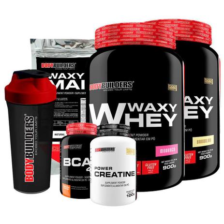Kit 2x Waxy Whey 900g + BCAA 100g + Power Creatine 100g + Waxy Maize 800g + Coqueteleira  Bodybuilders – Magazine na Magazine Luiza