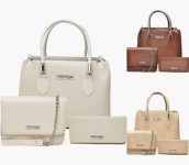 Kit 3 Bolsas Média Pequena e Carteira Couro Sintético ShopBag (4 Cores) na Amazon