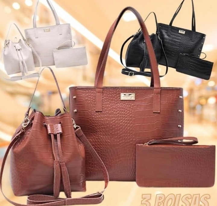 Kit 3 Bolsas Sacolas Femininas na Amazon